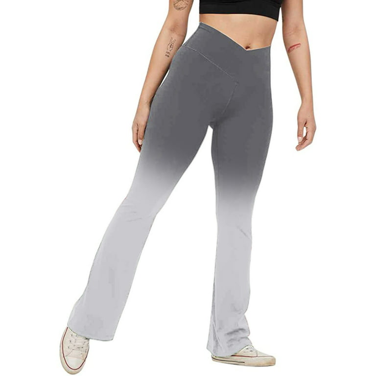 Long Shirts for Yoga Pants Women Gradient Print Yoga Pants Boot Cut High  Waist Workout Leggings Elastic No-See Through Flare Tummy Control Pants
