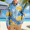 thumbnail image 2 of OHMZYZO Long Sleeve Button Down Shirts for Men Tropical Floral Print Hawaiian Shirt Casual Beach Vacation Blouse with Chest Pocket, 2 of 7