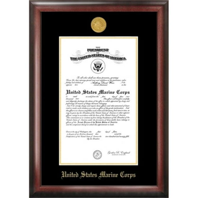 Campus Image MACG001 Marine Corp Commission Frame Gold Medallion