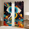 thumbnail image 2 of Homewish Cartoon Eye Print Blackout Curtains Set of 2 (52x84 Each) for Kids, Vintage Stripes Buffalo Window Curtains, Outer Space Planet Curtains and Drapes, Window Curtains Bedroom Decor, 2 of 6