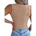 thumbnail image 6 of Biekopu Women Summer Knit Tank Tops,Solid Color Cutout Crew Neck VestsSleeveless Cropped Tops, 6 of 6