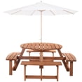 thumbnail image 1 of Outsunny Wooden Patio Dining Set, Outdoor Table and Benches Set, Brown, 1 of 10