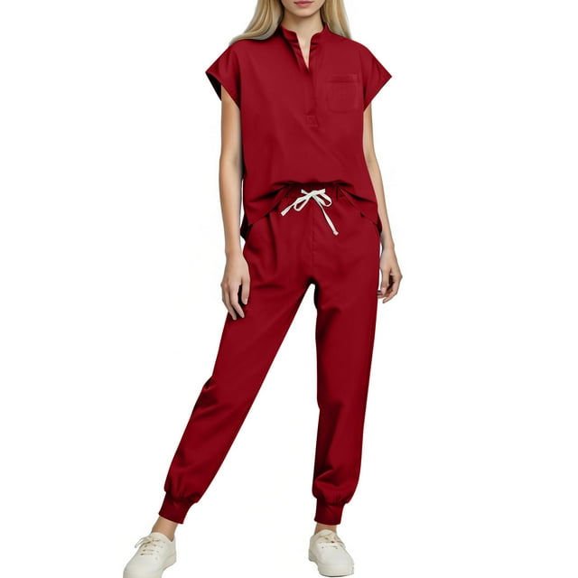 HongQid Uniformes Médicaux pour Femmes Ensemble de Sarraus Médicaux Haut et Pantalon