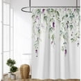 thumbnail image 4 of Leaf Fabric Shower Curtain Watercolor Purple Lavender Flower Green Eucalyptus Leaves Spring Floral Plants Decor Bathroom Bath Curtains with Hooks 70x70 Inches, 4 of 4