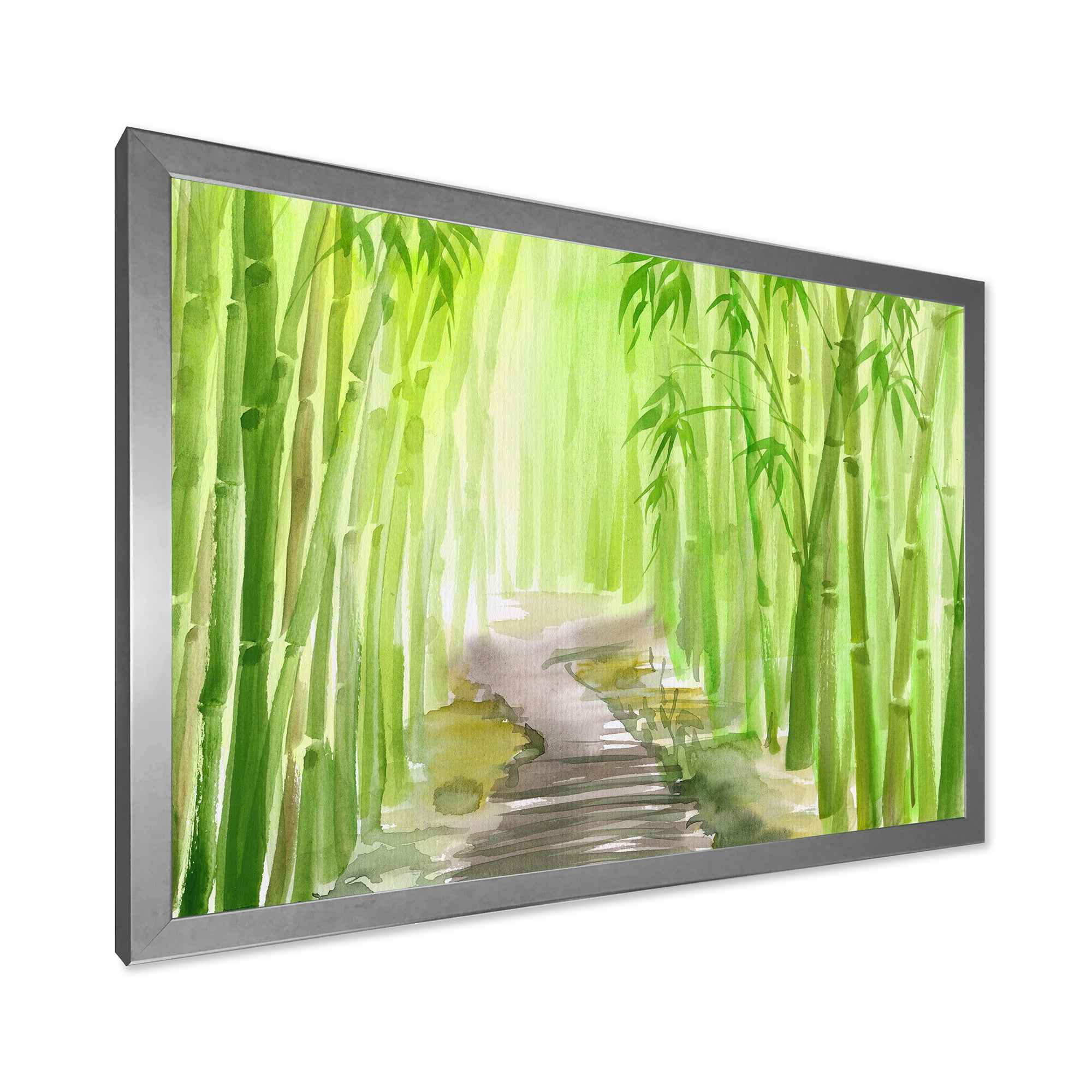 Designart 'Path in Green Bamboo Forest' Traditional Framed Art Print