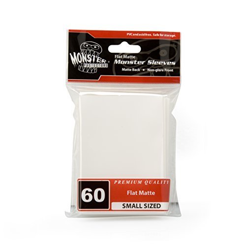 Monster Protectors Sleeves Sleeves - Tamaño más pequeño Flat Matte - BLANCO (Se adapta a Yugioh y otras tarjetas de juego de tamaño más pequeño) Monster Protectors MSLSFNWHT