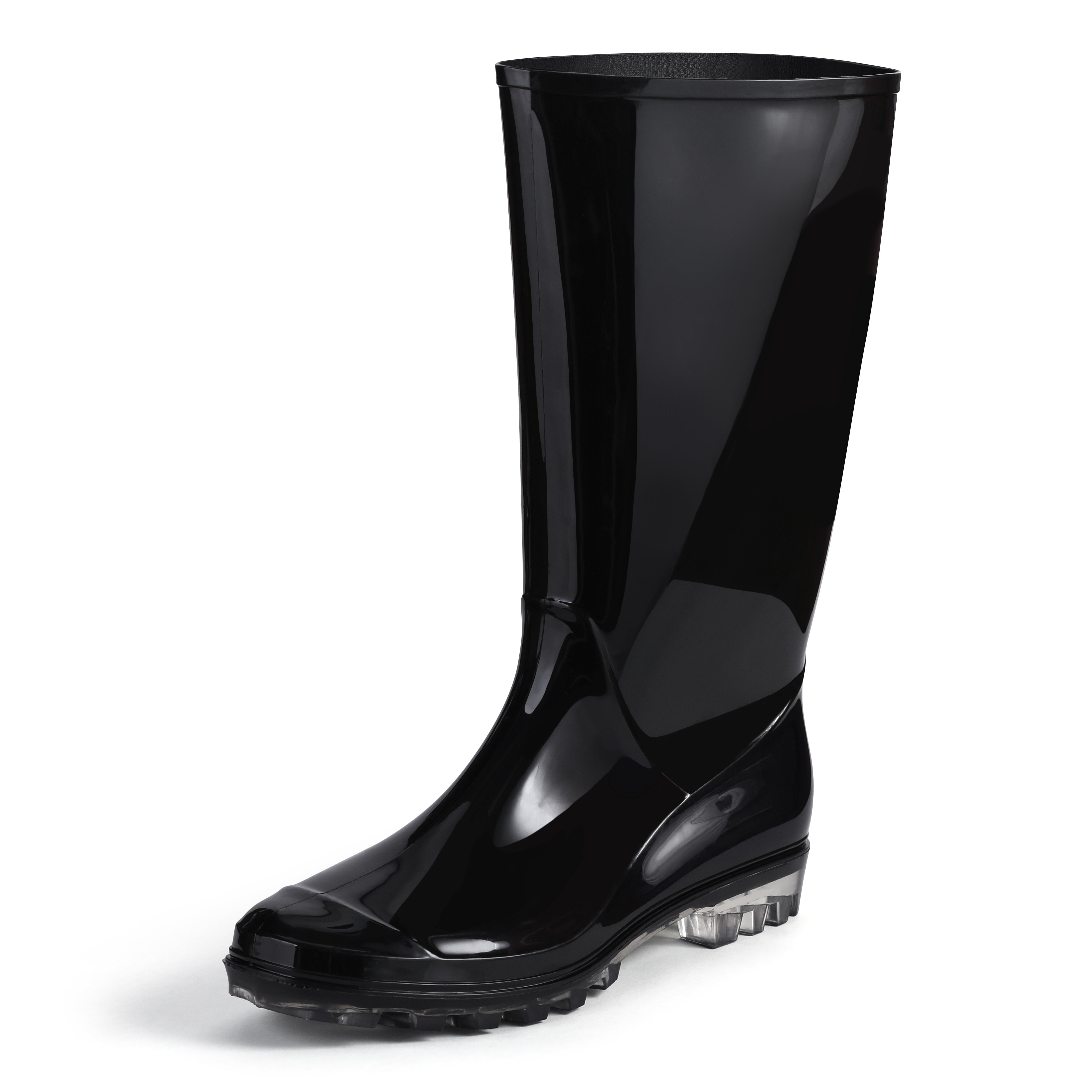 Roxoni Womens Black Rubber Rain Boots 