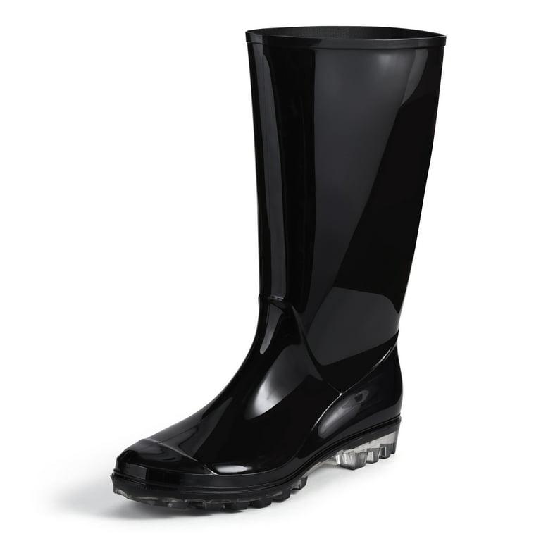 wide calf black rain boots