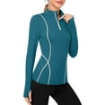 thumbnail image 1 of Women's Long Sleeve Workout Tops Zip Thumb Hole Athletic Running Sweatshirt Pullover, 1 of 6
