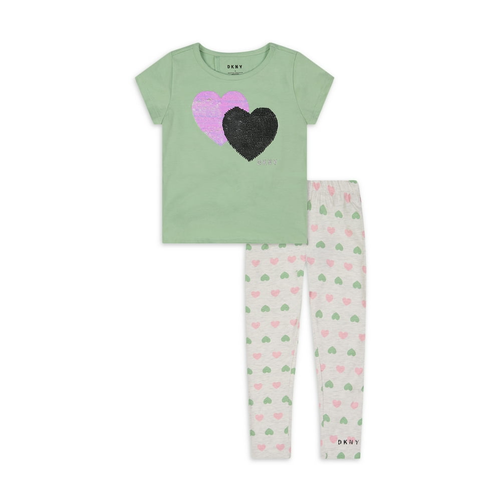 DKNY - DKNY Girls Flip Sequin Graphic Tee and Printed Legging, 2-Piece ...