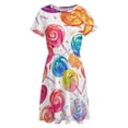 thumbnail image 4 of Candy Pattern Rainbow Lollipop Dress Fashion Beach Short Sleeve Dresses Female Party Printed Sundress, 4 of 7
