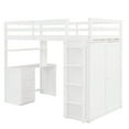 thumbnail image 6 of Twin Wood Loft Bed with Ladder and Guard Rail, Loft Bed with Drawers, Desk and Wardrobe, Loft Twin Bed for Teenagers, Multiple Functions Bed(White), 6 of 8