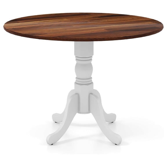 Round Dining Table for 4, 40 Inch Farmhouse Round Kitchen Table with Heavy-Duty Rubber Wood Frame & Curved Trestle Legs, -Century Rustic Pedestal Table for Home, Dining Room & Living Room