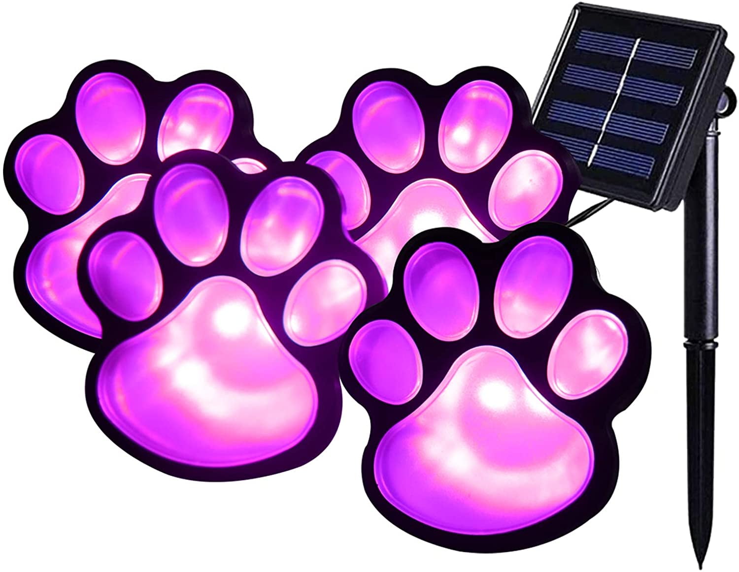 Solar Paw Print Lights Outdoor Dog Paw Lights (Set of 4),Cat Puppy
