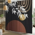 thumbnail image 6 of Black Boho Style Bathroom Curtains Shower Set Bamboo Leaves Abstract Bohemian Moon Striped Bathroom Shower Decor Accessory Set Decorative Waterproof Bathroom Curtains 84x72 Inch with Hooks, 6 of 6