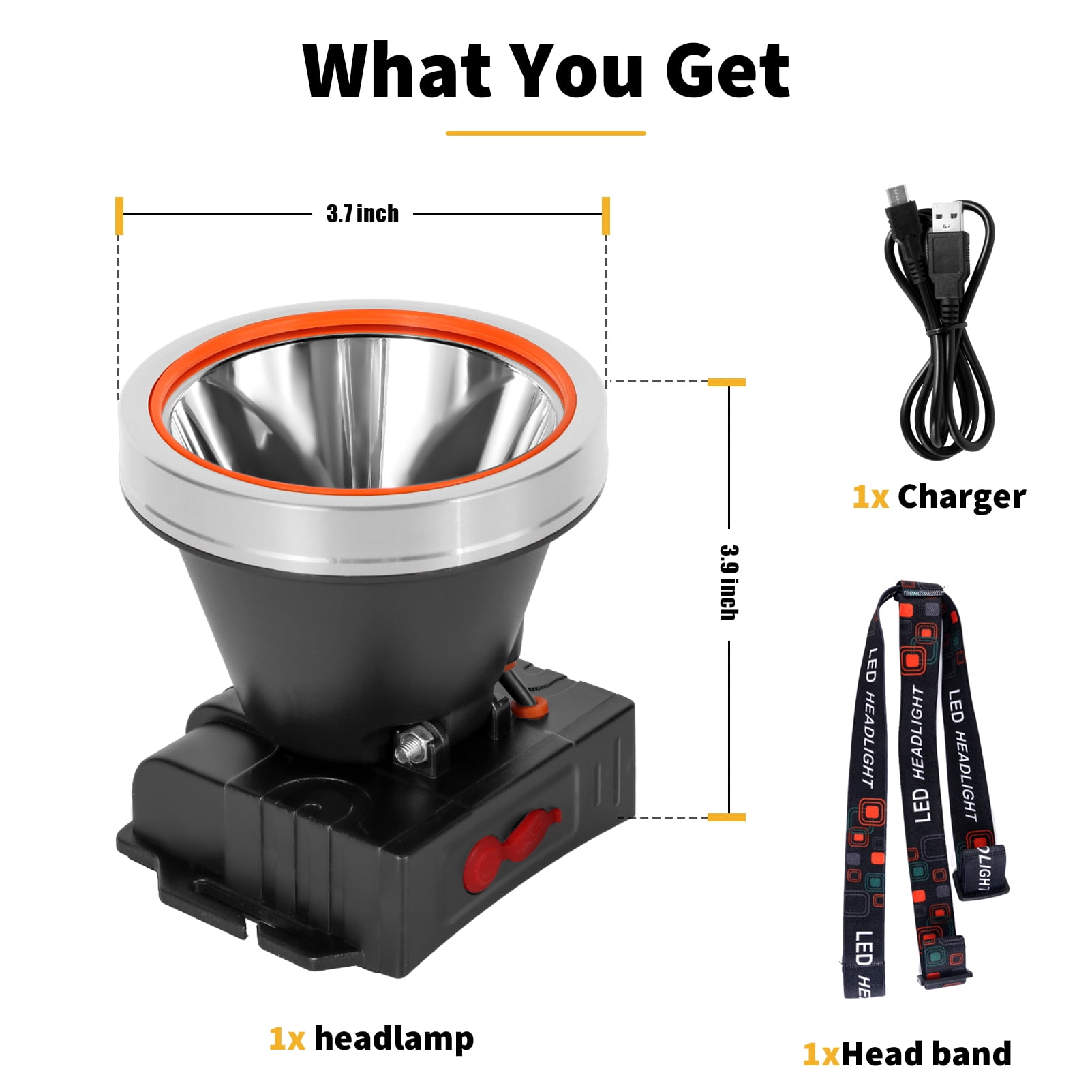 Hunting Friends Ultra-Bright LED Headlamp,High Lumen Rechargeable and Waterproof Headlight with Adjustable Headband for Night Work and Outdoor Use