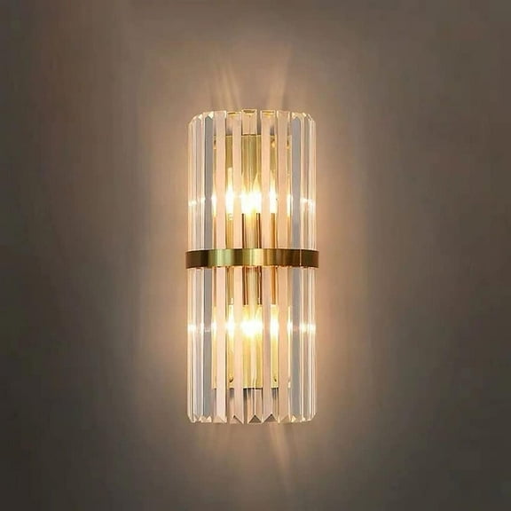 Postmodern Crystal Wall Lamp Gold Metal Sconce Luxurious Wall Light, Bedroom Bedside Lighting Fixtures Indoor Wall Wash Lights for Home Living Room E14 Headboard Lamps