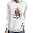 thumbnail image 2 of Craaazy Christmas Shirts for Women Trendy Shining Christmas Tree Printed Casual Round Neck Loose Long Sleeve Womens Top Gifts for Women, 2 of 6