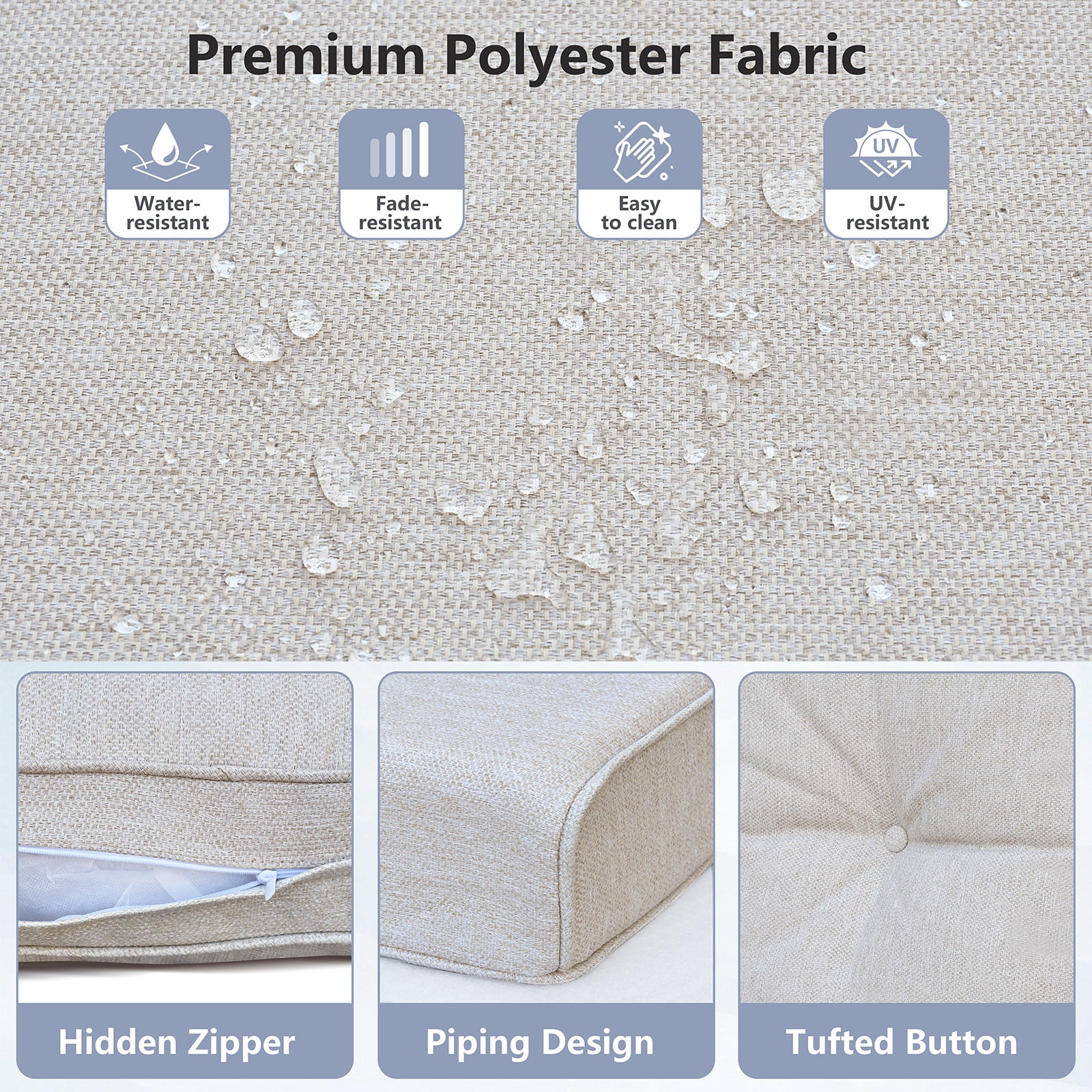 ATR ART to REAL 22" x 24" x 4.3" Outdoor Chair Deep Seat Cushion Set,Patio Furniture Replacement Cushion,Waterproof & Fade Resistant,Khaki