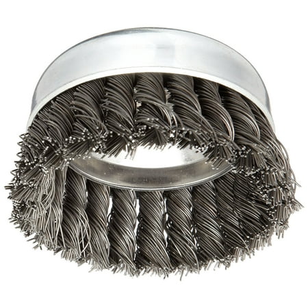 Carbon Wire Knot Cup - Vortex Pro Wire Cup Brush, Threaded Hole, Carbon Steel, Partial Twist Knotted, Heavy-duty brushing action..., By Weiler Ship from US