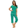 thumbnail image 2 of MINTLIMIT Ensembles de Pyjama Unis Hauts à Manches Courtes et Pantalons Capri pour Femmes, 2 of 5