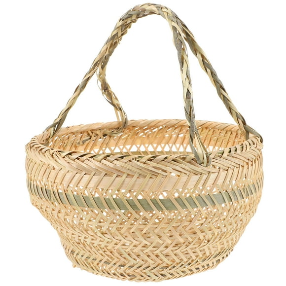 FESTFENDS Handmade Handle Bag Handwoven Bamboo For Home Decor 1Pack