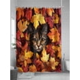 thumbnail image 5 of Fall Shower Curtain Orange Maple Leaves Shower Curtains for Bathroom Thanksgiving Decor, Waterproof Polyester Shower Curtain Set with Hooks, Standard Size 72" x 72" Cute Cat, 5 of 6