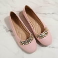 thumbnail image 4 of KIJBLAE Women's Pearl Rhinestone Decor Closed Toe Flats, Solid Slip On Comfortable Daily Casual Flat Shoes Pink 42, 4 of 8