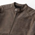 thumbnail image 7 of uikmnh Men's Winter Coats Men's Fit Collar Motorcycle Washed Pu Leather Jacket Men's Top Coat Size:XL, 7 of 7