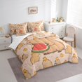 thumbnail image 3 of Homewish Lovely Capybara Kapibara 7pcs Bedding Comforter Set,Cartoon Animal Queen Bedding Sets,Summer Fruit Watermelon Queen Sheet Sets For Kids,Ultra Soft Home Decor Reversible, 3 of 8