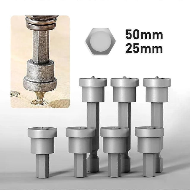 25/50mm 10Pcs Magnetic Positioning Screwdriver Bits PH2 for Plasterboard Screw Hex Shank Posiioning Bit Batch Head