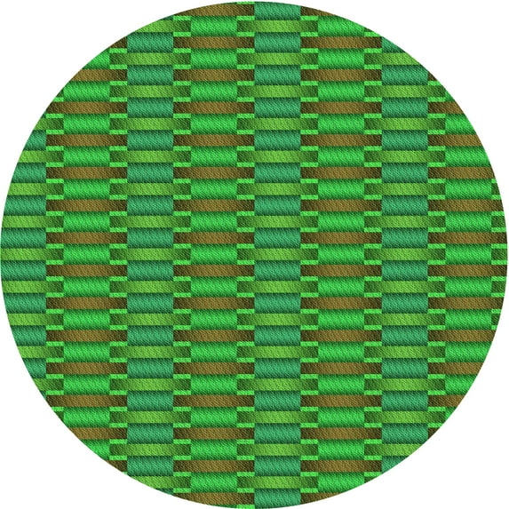 Ahgly Company Machine Washable Indoor Round Transitional Neon Green Area Rugs, 5' Round