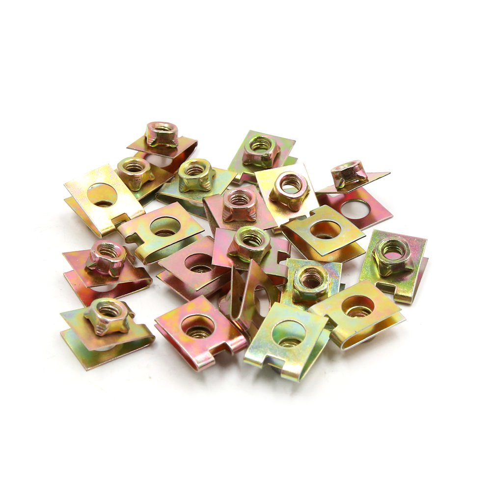 20Pcs 6mm Thread Metal Fastener Car Bumper UType Clips Retainers Rivets