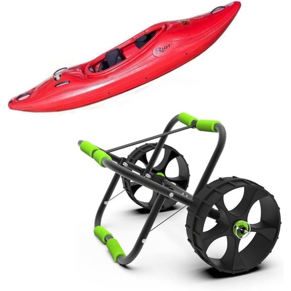 FDB 200LBS Universal Folding Bend Kayak Canoe Boat Carrier Dolly Trailer Tote Trolley Transport Cart Wheel for Carrying Kayaks, Canoes, Paddleboards, Float Mats, Boats Green