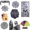 thumbnail image 2 of Ourwarm Halloween Party Black Lace Spiderweb Table Cloth 100cm Table Covers Window Hanging Horror Halloween Party Decoration, 2 of 4