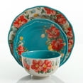 thumbnail image 2 of The Pioneer Woman Vintage Floral 12-Piece Dinnerware Set, Teal, 2 of 5