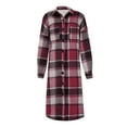 thumbnail image 4 of CHUMUD Womens Flannel Long Plaid Shacket Jacket Long Sleeve Lapel Boyfriend Button Down Coats Fall Winter Fashion Outfits, 4 of 6