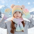 thumbnail image 2 of Gubotare Winter Hat and Gloves for Girls Winter Hat Gloves Scarf Set for Kids, Girls Toddler Pom Pom Knit Beanie Hat and Glove Set for Christmas Gift (Multicolour,One Size), 2 of 8