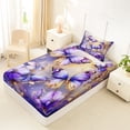 thumbnail image 4 of Erosebridal Chic Vintage Flowers Twin Sheet Sets 3pcs For Teens Adults,Purple Golden Butterflies Bedding For Girls, 4 of 5
