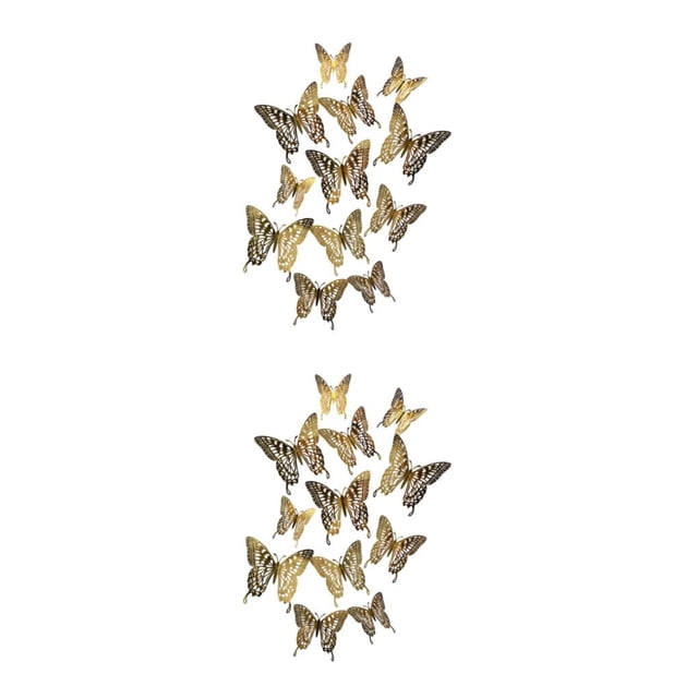 relayinert Decorative Butterflies Wall Stickers - Beautiful Addition To Home Multiple LK12 Gold 2Set