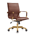 thumbnail image 2 of LeisureMod Harris Mid-Back Modern Leather Office Chair, Adjustable Swivel with Gold Frame, Dark Brown, 2 of 6