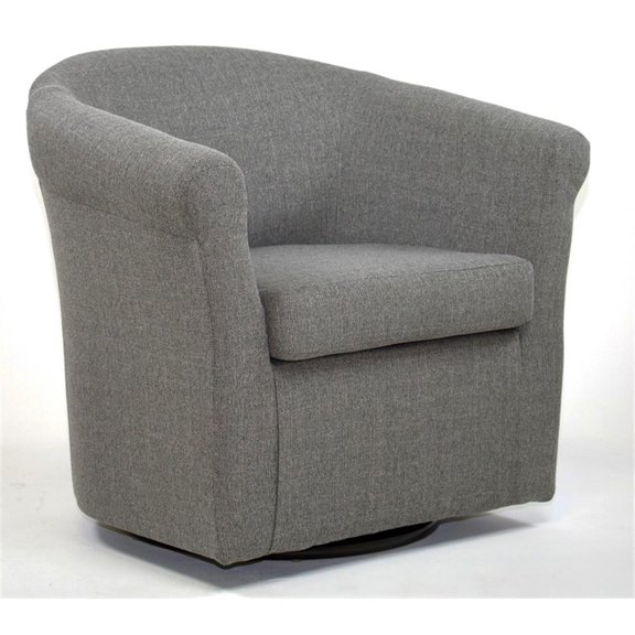 Pemberly Row 19"H Polyester Fabric Swivel Club Chair in Gray