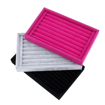 Ring Storage Jewelry Display Organizer Box Anauto Velvet Earring Ring Display Organizer Box Tray Holder Storage Showcase(Hot Pink/Black/Gray) ()