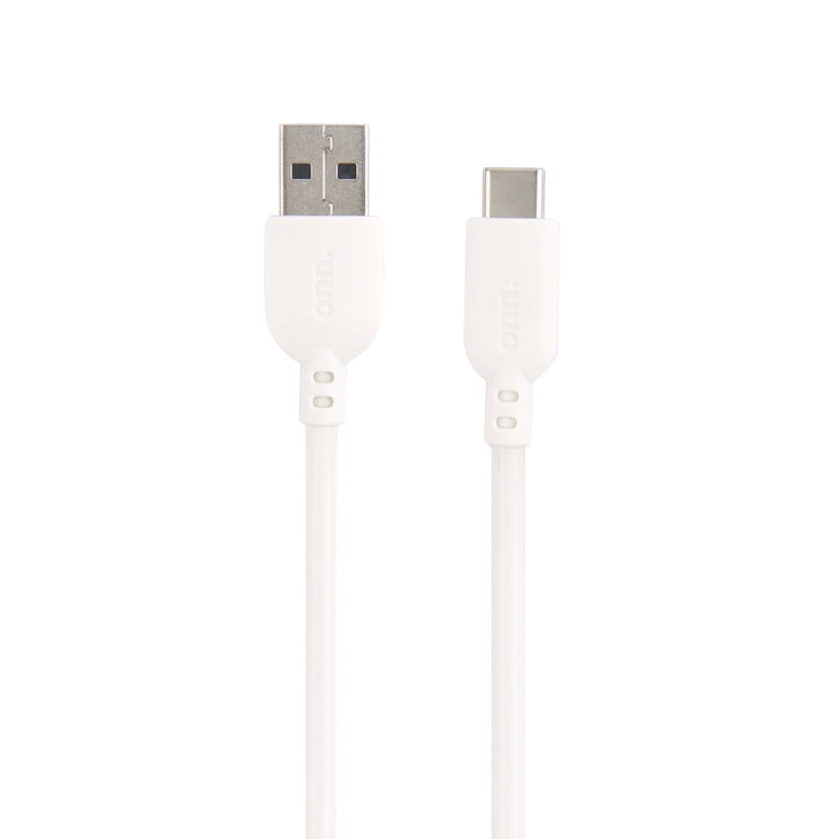 onn 10 Ft USB-C to USB-A Charging Cable, White photo 1