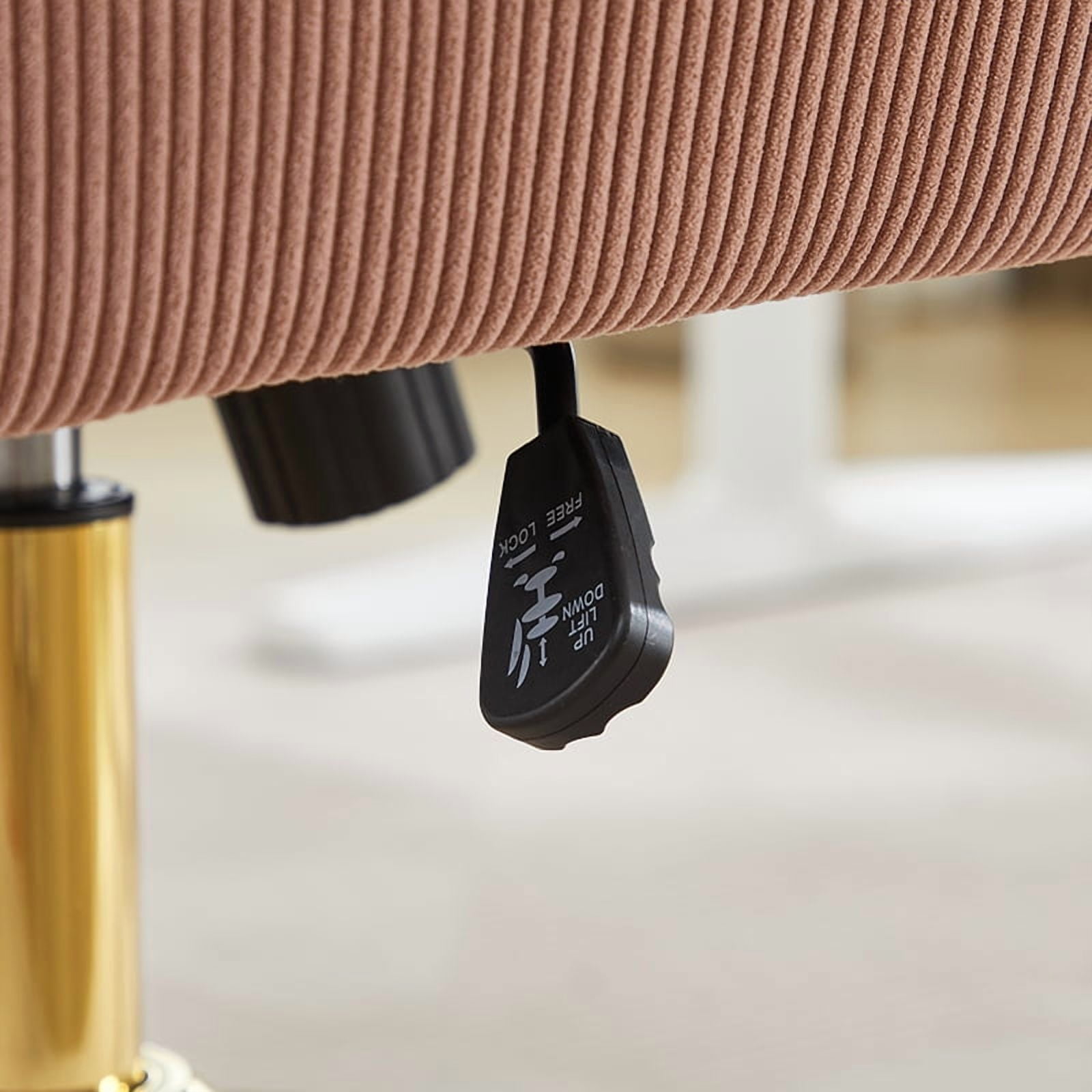 Mid Back Office Chair with Ergonomic Design, Fabric Lumbar Support, Adjustable Golden Base for Desk Work, Light Pink