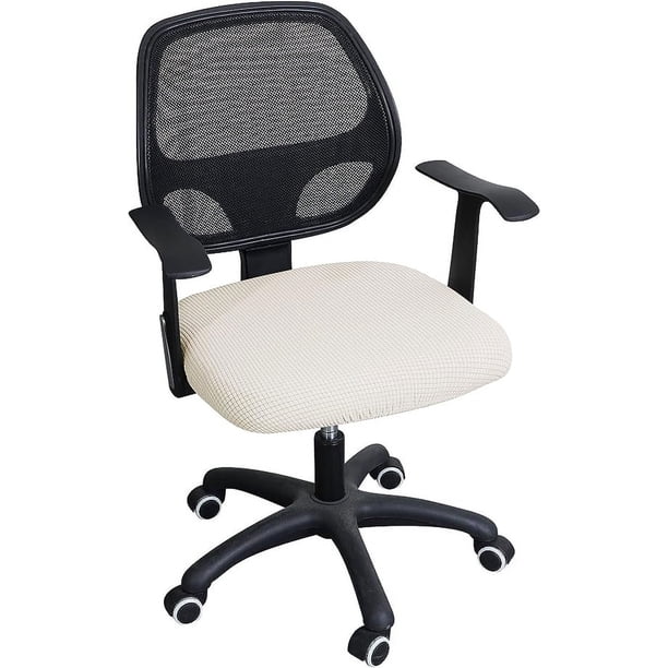 Nvzi Office Desk Chair Seat Covers Stretch Water Resistant Jacquard Computer Chair Seat Cushion Slipcovers-White