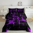 thumbnail image 2 of Erosebridal Purple Plaid Bedding Twin Comforter Set,Futuristic Cubes Down Comforter,Breathable Reversible Bedding Sets Twin with Comforter,Buffalo Decoration,3pcs, 2 of 8