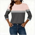 thumbnail image 4 of Fanxing Women's 3/4 Sleeve Tops Colorblock Loose Crew Neck Oversized T-Shirts Fall Trendy Casual Dressy Tunic Blouse Pink S, 4 of 6
