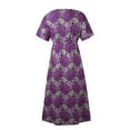 thumbnail image 4 of EGNMCR Robes d'Été Femmes Tendance 2024 Mode Femmes Col en V Imprimé Manches Courtes Patchwork Décontractée Longue Robe, 4 of 5