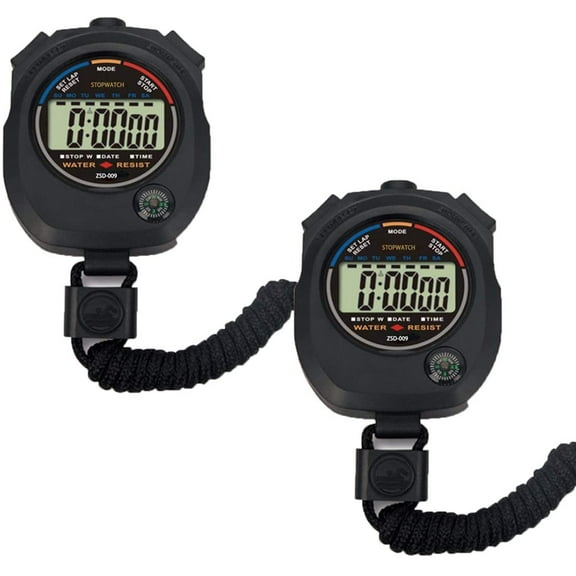 2 Pack Multi-Function Electronic Digital Sport Stopwatch Timer, Large Display with Date Time and Alarm Function,Suitable for Sports Coaches Fitness Coaches and Referees